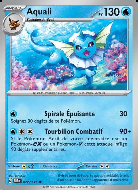 Aquali, carte Pokémon PRE 022 — extension Évolutions Prismatiques
