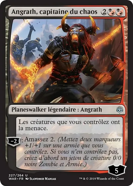 Angrath, capitaine du chaos, carte Magic WAR 227 — extension La guerre des Planeswalkers