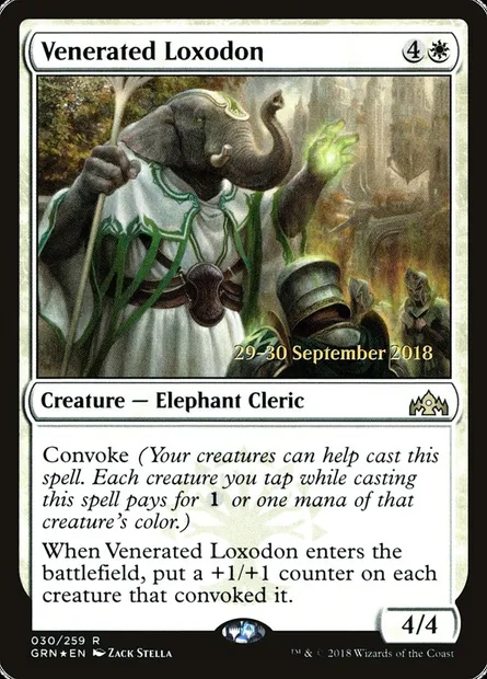 Loxodon vénéré, carte Magic PGRN 30s — extension Guilds of Ravnica Promos