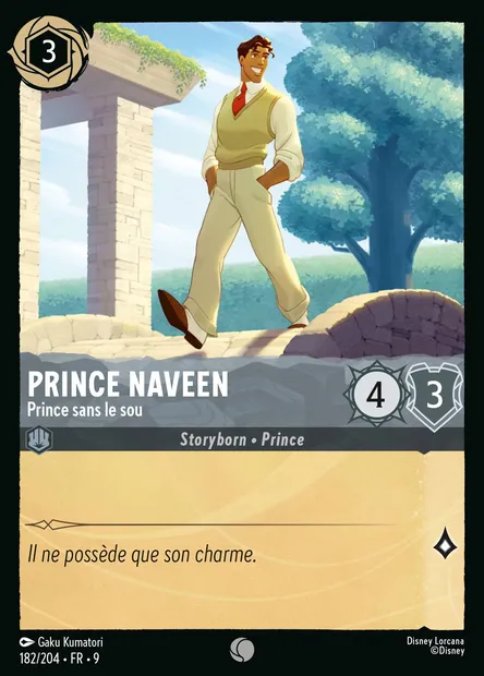 Prince Naveen - Prince sans le sou, carte Disney Lorcana CH9-182 — extension Fabuleux