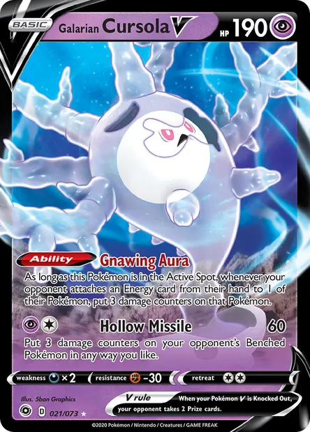 Galarian Cursola V, Pokémon card CPA 21 — Champion's Path set