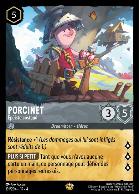 Porcinet - Épéiste costaud, carte Disney Lorcana CH4-191 — extension Le Retour d'Ursula