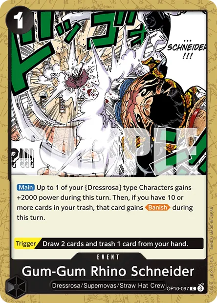 Gum-Gum Rhino Schneider, One Piece card OP10-097 — ROYAL BLOOD set