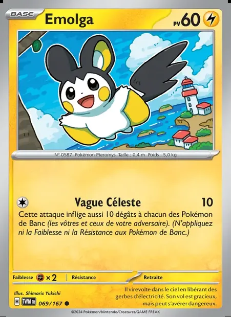 Emolga, carte Pokémon TWM 069 — extension Mascarade Crépusculaire
