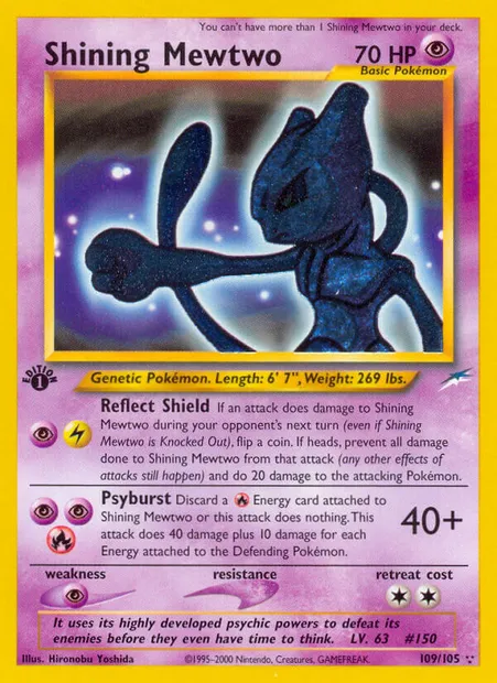 Shining Mewtwo, Pokémon card NDE 109 — Neo Destiny set