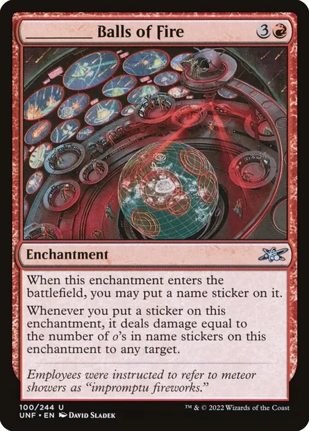 _____ Balls of Fire, carte Magic UNF 100 — extension Unfinity