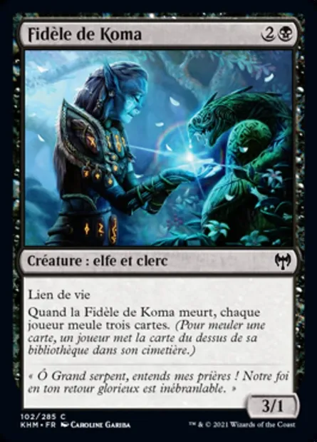 Fidèle de Koma, carte Magic KHM 102 — extension Kaldheim