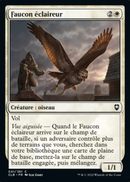 Faucon éclaireur, carte Magic CLB 41 — extension Commander Légendes : la bataille de la Porte de Baldur