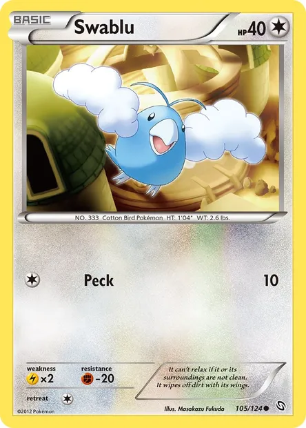 Swablu, Pokémon card DRX 105 — Dragons Exalted set