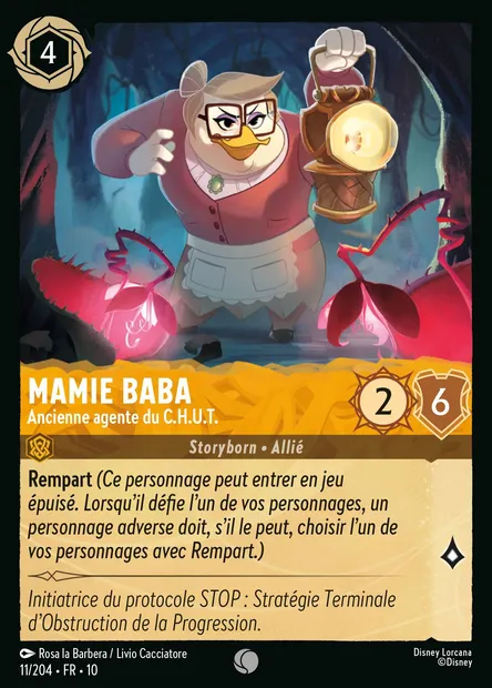 Mamie Baba - Ancienne agente du C.H.U.T., carte Disney Lorcana CH10-011 — extension Lueurs dans les Profondeurs