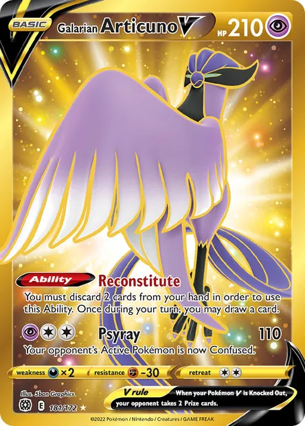 Galarian Articuno V, Pokémon card BRS 181 — Brilliant Stars set