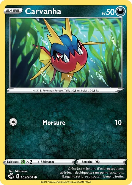 Carvanha, carte Pokémon FST 162 — extension Poing de Fusion