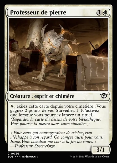 Professeur de pierre, carte Magic SOS 36 — extension Secrets of Strixhaven