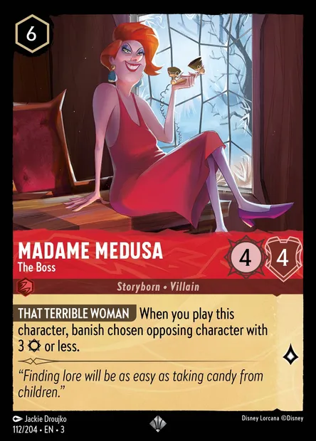 Madame Medusa - The Boss, Disney Lorcana card CH3-112 — Into the Inklands set