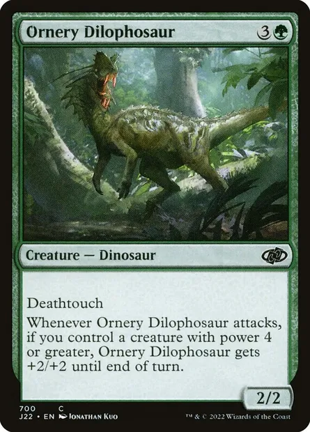 Ornery Dilophosaur, Magic card J22 700 — Jumpstart 2022 set