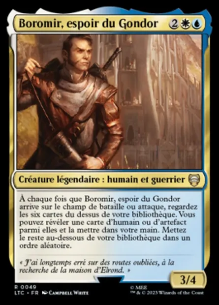 Boromir, espoir du Gondor, carte Magic LTC 49 — extension Tales of Middle-earth Commander