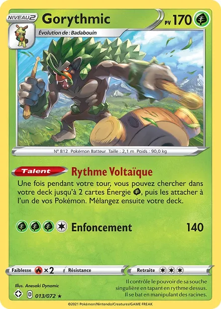 Gorythmic, carte Pokémon SHF 13 — extension Destinées Radieuses
