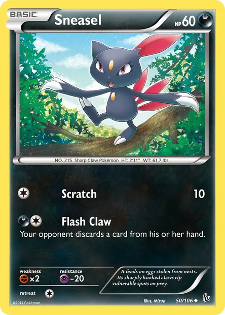 Sneasel, Pokémon card FLF 50 — Flashfire set