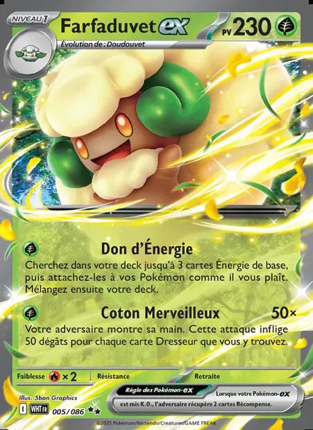 Farfaduvet-ex, carte Pokémon WHT 005 — extension Flamme Blanche
