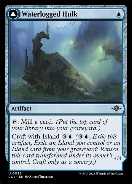Waterlogged Hulk // Watertight Gondola, Magic card LCI 83 — The Lost Caverns of Ixalan set