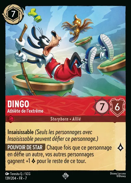 Dingo - Athlète de l'extrême, carte Disney Lorcana CH7-139 — extension L'île d'Archazia