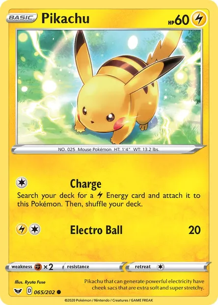 Pikachu, Pokémon card SSH 65 — Sword & Shield set