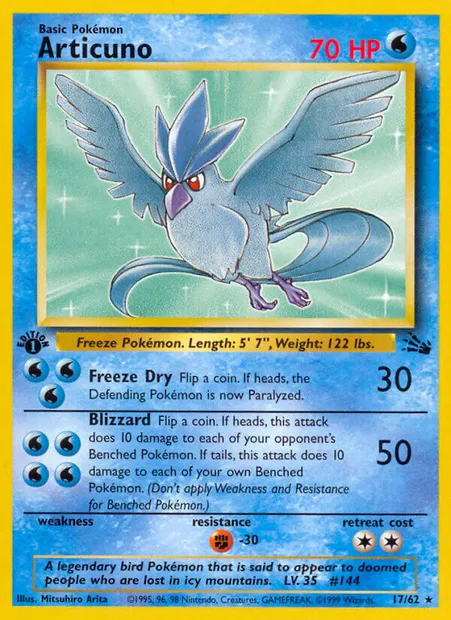 Articuno, Pokémon card FO 17 — Fossil set
