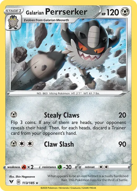 Galarian Perrserker, Pokémon card VIV 113 — Vivid Voltage set