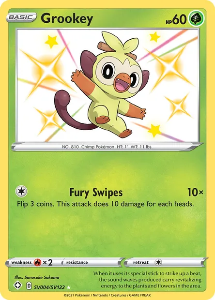 Grookey, Pokémon card SHF SV004 — Shining Fates set
