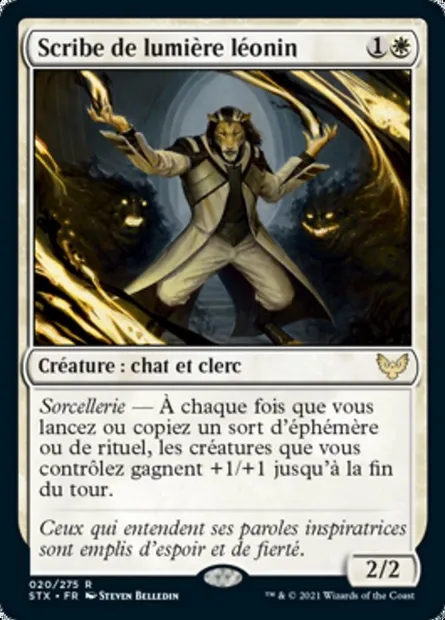Scribe de lumière léonin, carte Magic STX 20 — extension Strixhaven: l'Académie des Mages