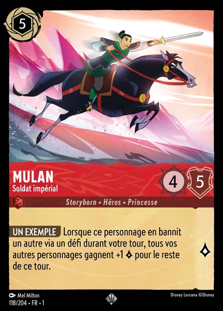 Mulan - Soldat impérial, carte Disney Lorcana CH1-118 — extension Premier Chapitre