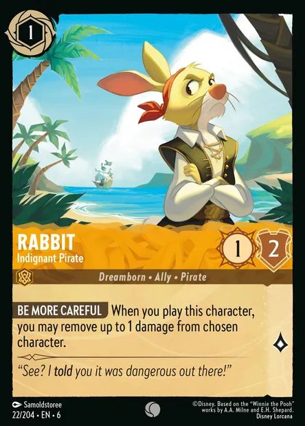 Rabbit - Indignant Pirate, Disney Lorcana card CH6-022 — Azurite Sea set