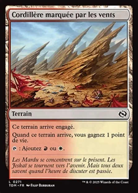 Cordillère marquée par les vents, carte Magic TDM 271 — extension Tarkir: Dragonstorm