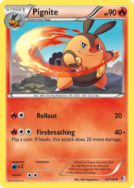 Pignite, Pokémon card BCR 25 — Boundaries Crossed set
