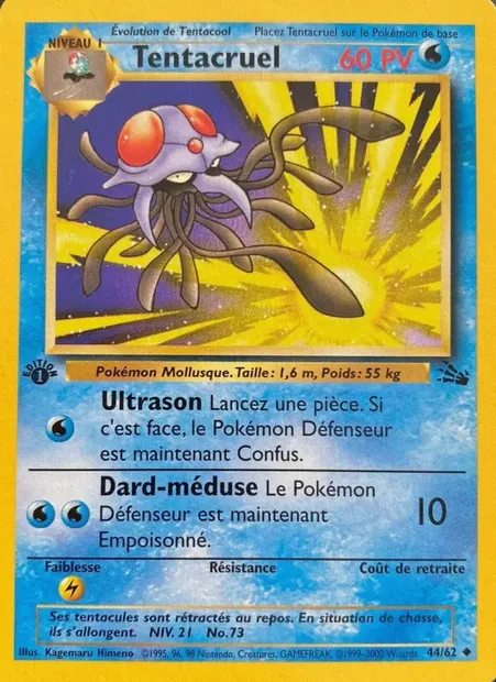Tentacruel, carte Pokémon FO 44 — extension Fossile