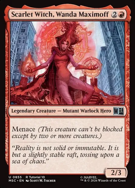 Scarlet Witch, Wanda Maximoff, Magic card MSC 855 — Marvel Super Heroes Commander set