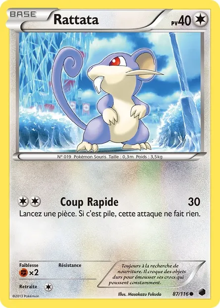 Rattata, carte Pokémon PLF 87 — extension Glaciation Plasma