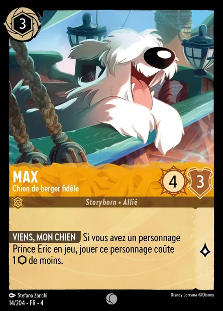 Max - Chien de berger fidèle, carte Disney Lorcana CH4-014 — extension Le Retour d'Ursula