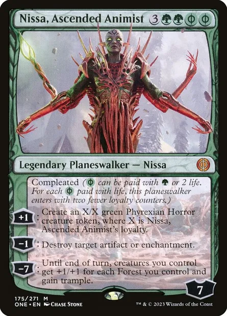 Nissa, Ascended Animist, Magic card ONE 175 — Phyrexia: All Will Be One set