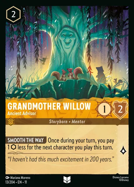 Grandmother Willow - Ancient Advisor, Disney Lorcana card CH11-013 — Winterspell set