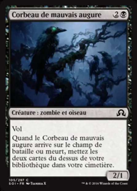 Corbeau de mauvais augure, carte Magic SOI 105 — extension Ténèbres sur Innistrad
