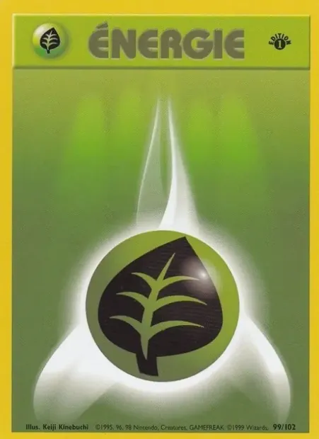Énergie Plante, carte Pokémon BS 99 — extension Set de Base