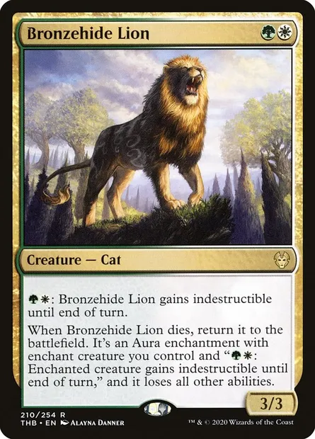 Bronzehide Lion, Magic card THB 210 — Theros Beyond Death set
