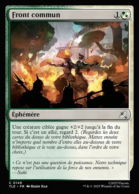 Front commun, carte Magic TLE 149 — extension Avatar: The Last Airbender Eternal