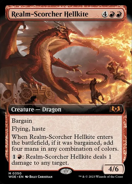Realm-Scorcher Hellkite, Magic card WOE 350 — Wilds of Eldraine set