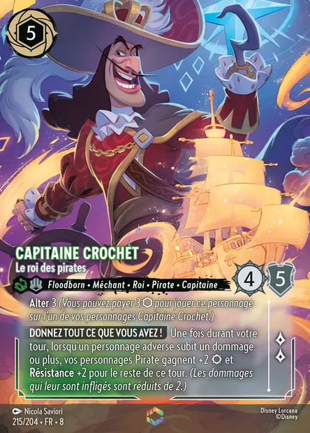 Capitaine Crochet - Le roi des pirates, carte Disney Lorcana CH8-215 — extension Le Règne de Jafar