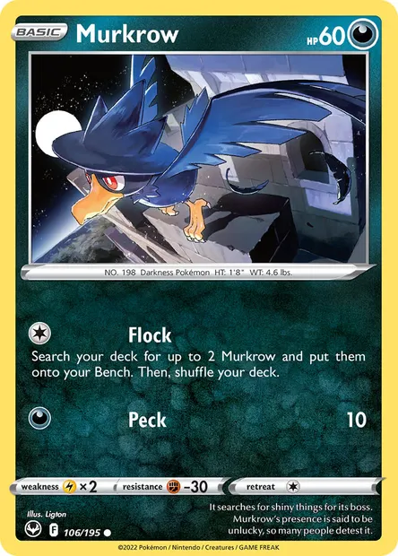 Murkrow, Pokémon card SIT 106 — Silver Tempest set