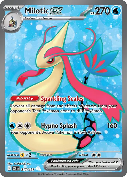 Milotic ex, Pokémon card SSP 217 — Surging Sparks set