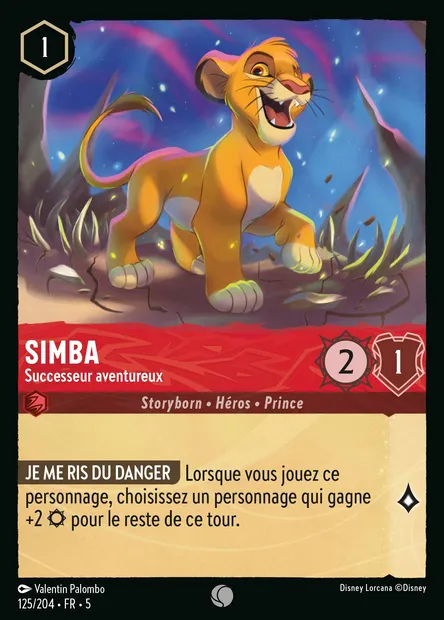 Simba - Successeur aventureux, carte Disney Lorcana CH5-125 — extension Ciel Scintillant