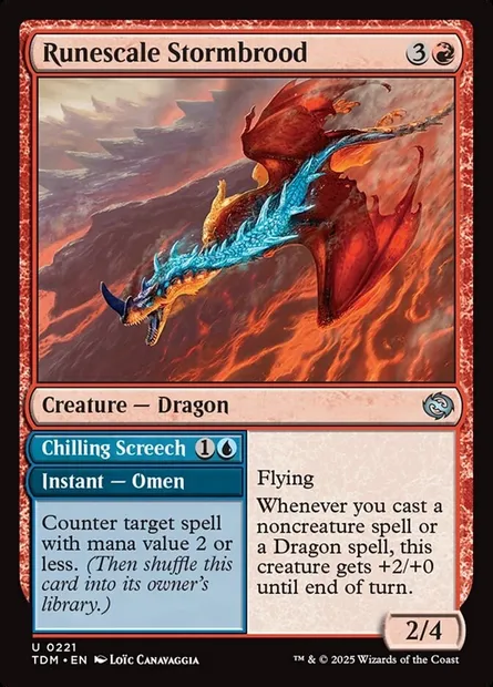 Runescale Stormbrood // Chilling Screech, Magic card TDM 221 — Tarkir: Dragonstorm set